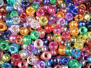 Pony Beads 9x6mm Shiny Mix 500pc DIY Kids Jewellery Bracelet Hair - Picture 1 of 2