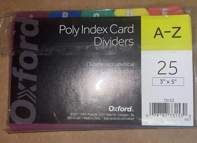 Oxford Card Guides, Alpha, 1/5 Tab, Polipropileno, 3 x 5, 25/Juego 0787731530 Foto 1 de 3