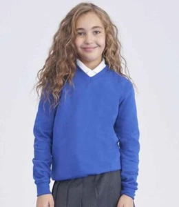 AWDis Academy Kids V Neck Sweatshirt School Uniform Casual Childrens - Picture 1 of 10
