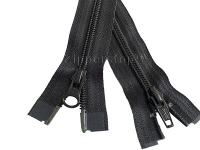 YKK #5 Nylon Coil Two-Way Jacket Zipper Color Black - 30", 36", 48", or 72"  - Image 1 of 4