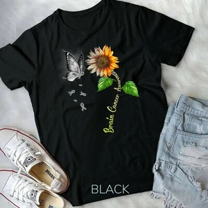 Camiseta Mariposa Girasol Cerebro Concientización sobre el Cáncer Unisex - Imagen 1 de 11