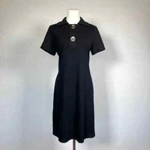 CHICOS Short Sleeve Button Detail Vintage Look Shirt Dress Size 0 Small 4 Black - Picture 1 of 13