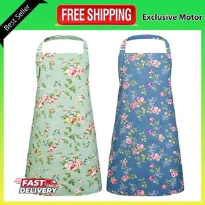 2 Pack plus Size Floral Aprons for Women, Adjustable Kitchen Aprons with 2 Pocke - Picture 1 of 6