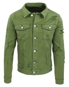 Herren Jeansjacke Grün Denim Jacke Motorradjacke Slim Fit S M L XL - Bild 1 von 4