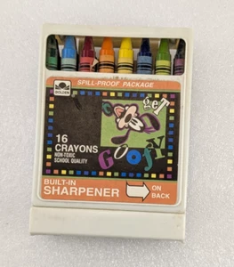 Vintage DISNEY Goofy 16 pack crayons w/built in sharpener by Golden - Picture 1 of 6