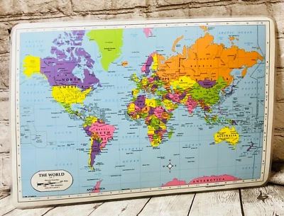 MAPA DEL MUNDO Educativo LIMPIEZA Niños Indoloro PLACEMAT Preescolar Aprender Geografía Foto 1 de 4