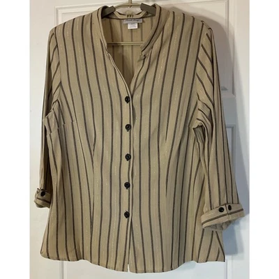 Blusa Coral Bay Bronceada y Negra con Hilo Plateado Manga 3/4 Botón con Colocación Tanque X-L Foto 1 de 4