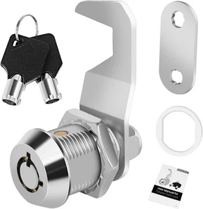 5/8' Cabinet Cam Lock Keyed Alike, Hook Cam, Tool Box 5/8 Inch 1 Pack, Chrome - Picture 1 of 7