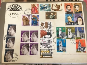 GB BRIEFMARKEN MEHRFACH GESTEMPELT ERSTTAGSBRIEF 1972 GEDENKSÄTZE - Bild 1 von 1