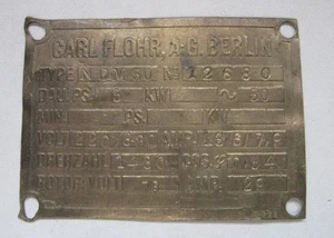 VINTAGE & VERY RARE BRONZE ELEVATOR PLAQUE SIGN CARL FLOHR AG BERLIN GERMANY - Picture 1 of 4