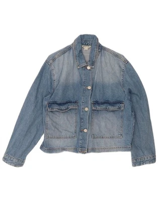 Chaqueta de mezclilla corta de gran tamaño para mujer WHISTLES UK 10 pequeña azul algodón AG03 Foto 1 de 3