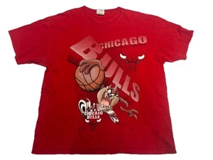 Vintage 90s Chicago Bulls Taz Graphic Cartoon T-Shirt Red XL 1995 Warner Bros - Bild 1 von 6