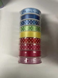Lot Of  9 Rolls Craft Ribbon 5/8 in X 9 ft Sweet Baby Boy/Girl, Solid, Dots - Picture 1 of 4