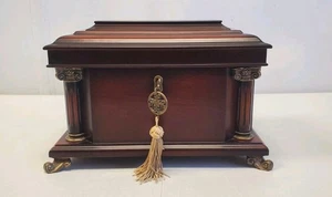 Bombay Holz Schmuck Aufbewahrungsbox Holz Neoklassizistisch Korinthische Säulen mit Schlüssel - Bild 1 von 11