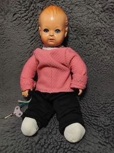 Vintage German Roschi Celluloid Baby Doll Wind Up Shaking Flirty Eyes - Picture 1 of 16