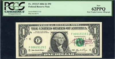 2006 Federal Reserve Note *Peter Treglia Courtesy Autograph* PCGS New 62 PPQ - Image 1 of 2