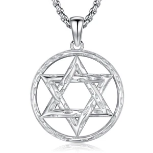 Star of David Pendant Necklace for Women Men, 925 Sterling Silver Jewish Star... - Picture 1 of 7