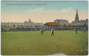 BOWLING GREEN AND ACADEMY, THE LINKS, LEITH - Edinburgh Postcard (P1727) - Picture 1 of 2