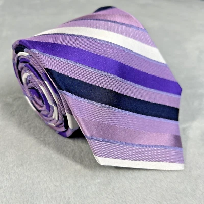 Corbata MURANO Para Hombre Rayas Púrpura 59"x3" 100% Seda Hecha en EE. UU. NUEVA SIN ETIQUETAS Foto 1 de 4