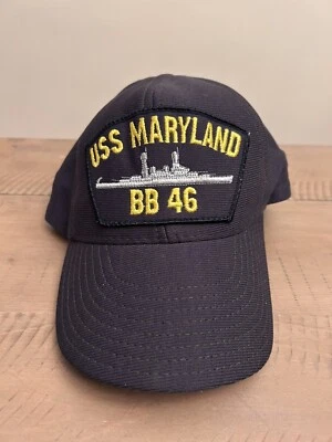 USS Maryland BB-46 Black Embroidered SnapBack Baseball Hat Foto 1 de 4