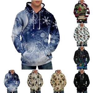 Men's Loose Printed Hooded Sweatshirt Men's Casual Fashion Sports Sweatshirt - Picture 1 of 33