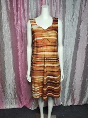 PrAna Brown Rust Striped Midi Tank Dress Size Medium  - Image 1 of 4