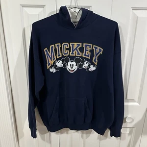 Vintage Disney Mickey Mouse Sweater Hoodie USA Navy 90s - Picture 1 of 6