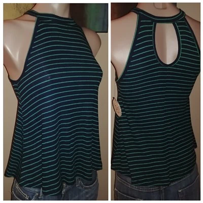 CAMISA REGATA TÃO AZUL MARINHO E CERÂMICA LISTRADA GRAVATA GOLA ALTA BURACO NA FECHADURA PEQUENA SM NOVA - Imagem 1 de 3