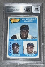 1965 Topps #12 Bob Gibson HOF Signed Vintage Baseball Card Cardinals BGS 10 AUTO