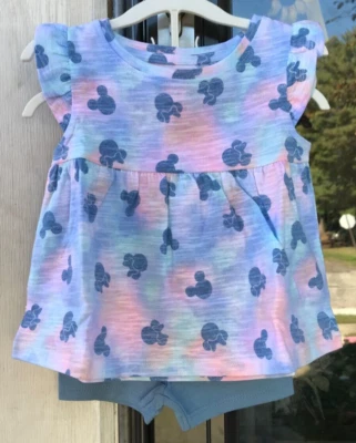 2 pc Baby Girls 6mo Jumping Beans Disney Flutter Top & Shorts Set Minnie Mouse B - Image 1 of 4