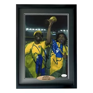 Ronaldinho handsigniert Brasilien WM 8x12 Foto gerahmt JSA COA signiert CBF - Bild 1 von 5