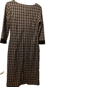 Hobbs Josie Dress Size UK 12 Black White Check Long Sleeved Office Career - Picture 1 of 3