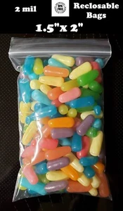 100 - 1.5x 2" ZIP SEAL TOP LOCK BAGS CLEAR 2 MIL PLASTIC RECLOSABLE MINI BAGGIES - Picture 1 of 1