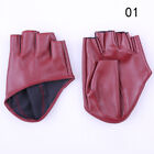 Women Faux Leather Gloves Tight Half Palm Finger Gloves Fingerless Dance Mittens