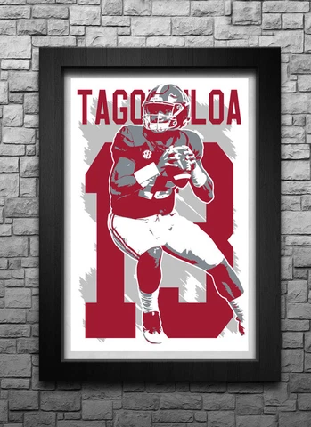 TUA TAGOVAILOA art print/poster ALABAMA CRIMSON TIDE FREE S&H! JERSEY H4 Cover