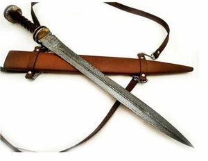Handmade ROMAN GLADIUS Damascus Steel Double Edge Sword ,Medieval Warrior Sword - Picture 1 of 12