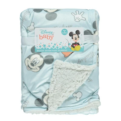 Disney Mickey Baby Blanket 30x40 Mink Sherpa Plush Soft Newborn Throw Gift New - Image 1 of 4