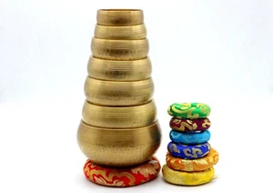 Handgehämmerte Tibetische Klangschale 7er Set - Chakra Ausgleich Heilung Yoga Schalen - Bild 1 von 5