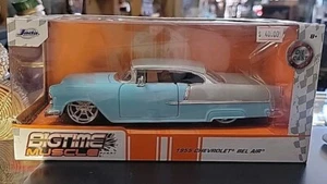 1955 CHEVROLET BEL AIR LIGHT BLUE & SILVER 1/24 DIECAST MODEL CAR BY JADA 34207 - Picture 1 of 5