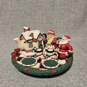 Mini Christmas Tea Set Santa & Mrs.Clause Teapot Teacups & Saucers Holiday Plate - Picture 1 of 18