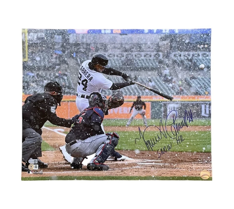 Miguel Cabrera Signed 16x20 Photo Detroit Tigers Auto “Snow HR” Beckett - Image 1 of 1