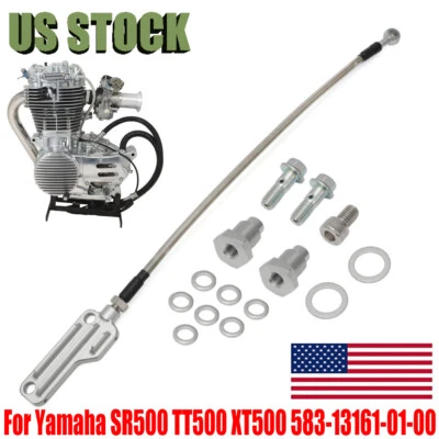For Yamaha SR500 TT500 XT500 Steel Silver Twin Feed Oil Line Kit 583-13161-01-00 - Image 1 of 4