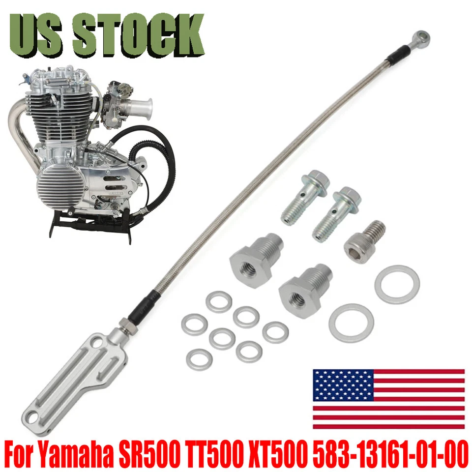 Kit de línea de aceite de alimentación doble acero plateado 583-13161-01-00 para Yamaha SR500 TT500 XT500 Foto 1 de 4