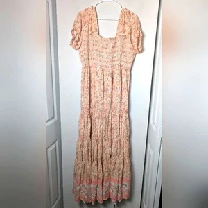 Southern Fried Chics Maxikleid orange Stufen eckiger Ausschnitt Puffärmel gesmokt lang - Bild 1 von 9