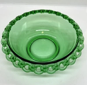 Vintage MCM Rare Forest Green Reticulated Edge Mouth Blown Serving Bowl Fruit - Picture 1 of 11