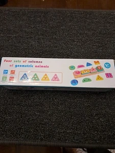 Wooden Shape Matching Stacking Blocks Toys Learning Cognitive Geometric Animals - Picture 1 of 5