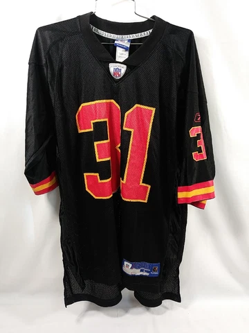 Kansas City PRIEST HOLMES #31 KC CHIEFS BLACK  Jersey REEBOK ON FIELD L Alt Rare Cover