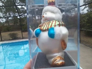PUPAZZO DI NEVE BABBO NATALE addobbo albero di natale con sacchetto regalo custodia plastica dipinto a mano - Foto 1 di 4