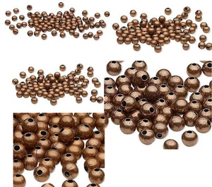 100 Antiqued Copper Finished Steel Metal Round Beads 2.5mm 3mm 4mm 6mm 8mm - Picture 1 of 6