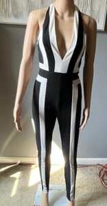 Women’s Black and White Fitted Halter Jumpsuit Size S - Picture 1 of 17